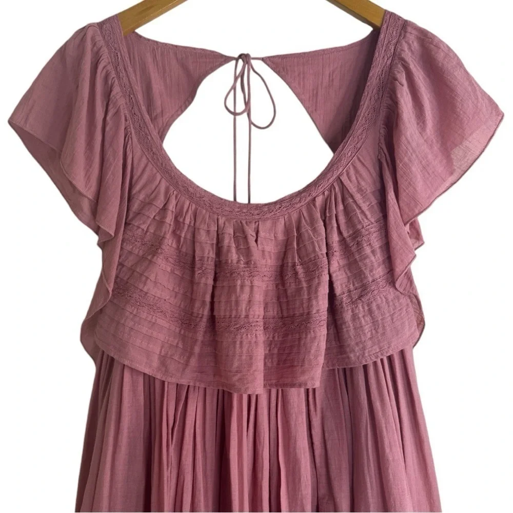 Free People Hailey Mini Dress Pink Open Back Boho Small